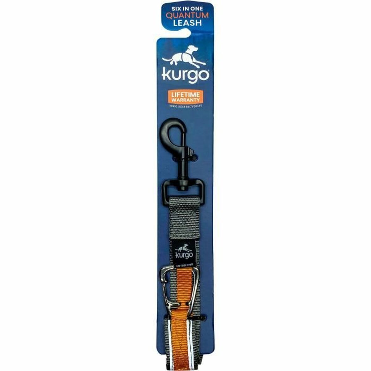 6 in 1  – KURGO Quantum Leine in Orange (Nylon, 120–180 cm)-2