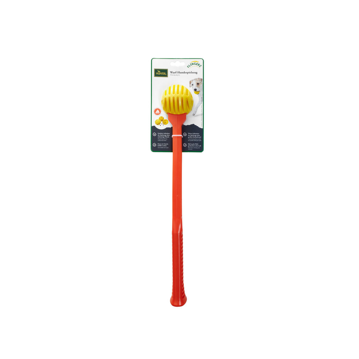 HUNTER Ball Launcher mit Gummiball – Aktiv & robust (Gelb/Orange)-0